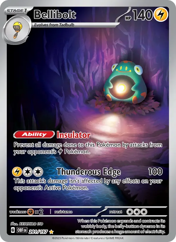 Bellibolt Illustration rare Pokemon card #201 from Obsidian Flames