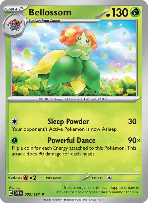 Bellossom Uncommon Pokemon card #003 from Obsidian Flames