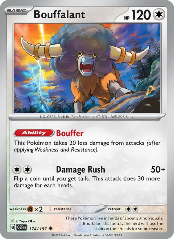 Bouffalant Uncommon Pokemon card #174 from Obsidian Flames