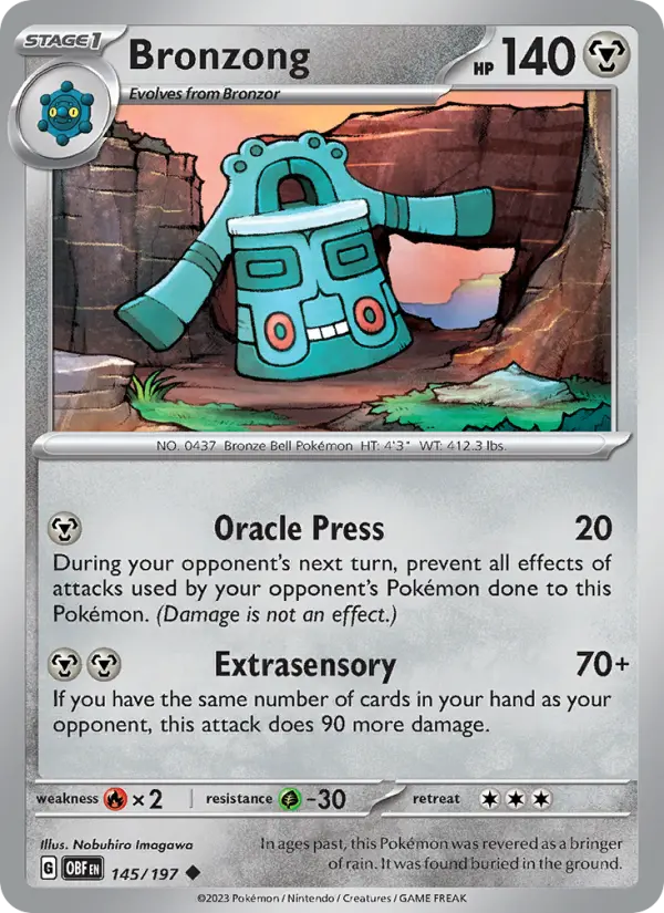 Bronzong Uncommon Pokemon card #145 from Obsidian Flames