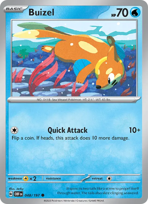 Buizel Common Pokemon card #048 from Obsidian Flames