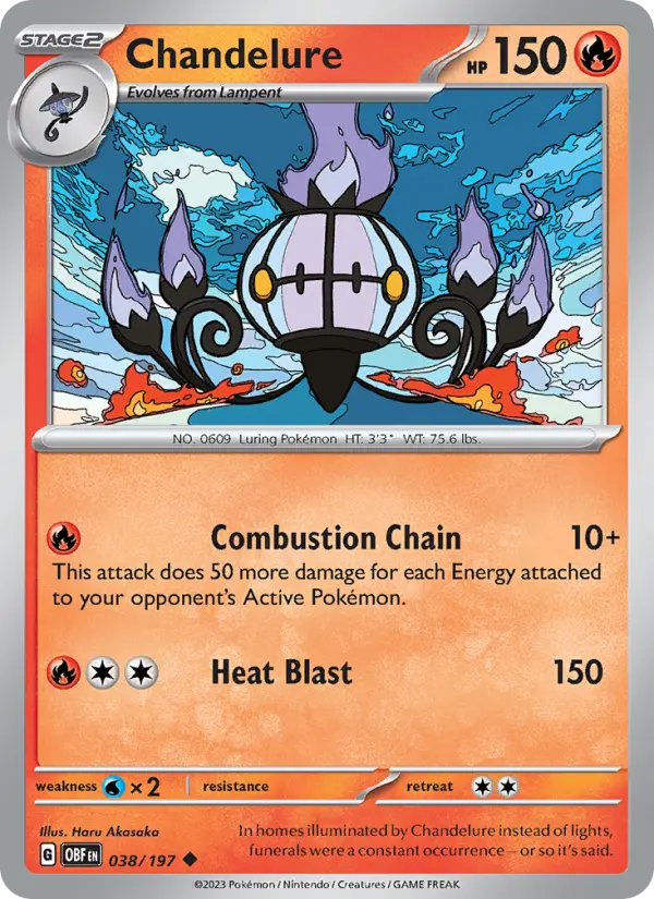 Chandelure Uncommon Pokemon card #038 from Obsidian Flames