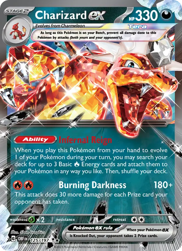 Charizard ex Double rare Pokemon card #125 from Obsidian Flames