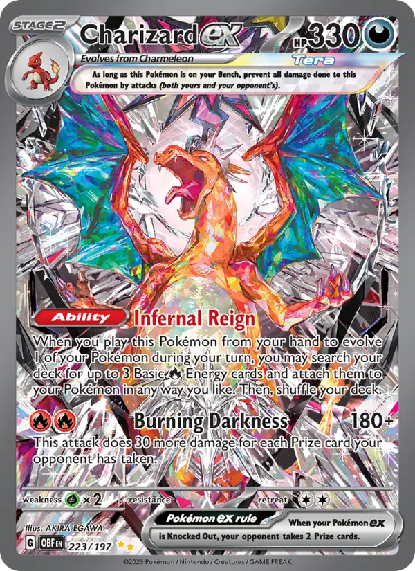 Charizard ex Special illustration rare Pokemon card #223 from Obsidian Flames