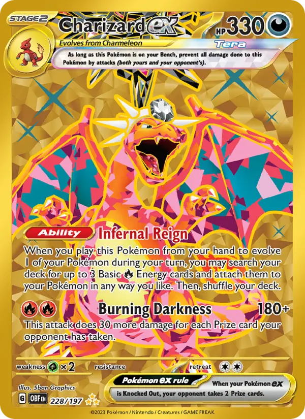 Charizard ex Hyper rare Pokemon card #228 from Obsidian Flames