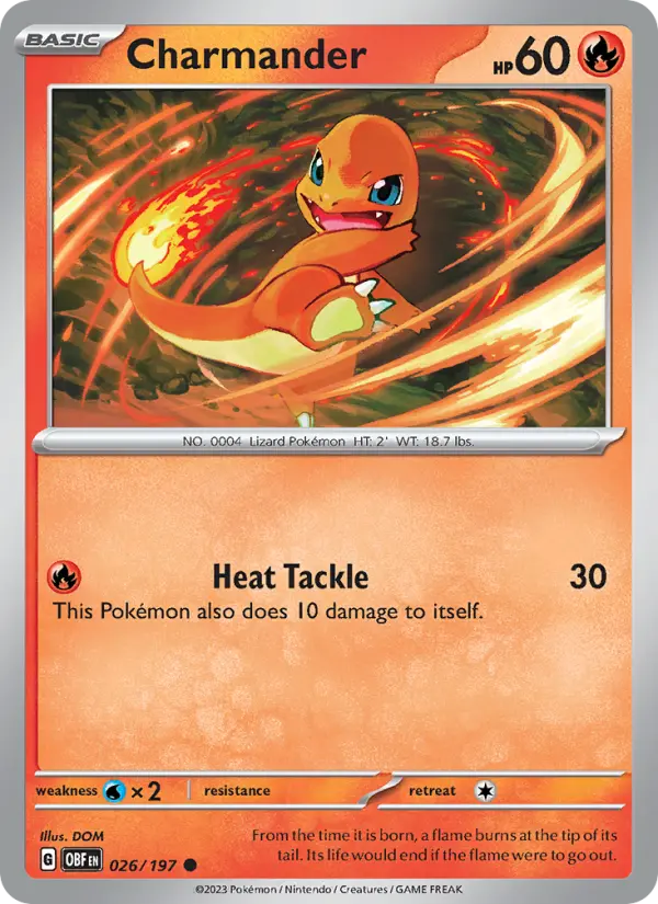 Charmander Common Pokemon card #026 from Obsidian Flames