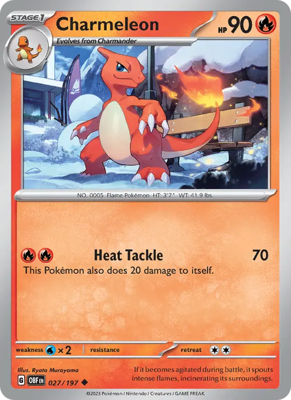 Charmeleon Uncommon Pokemon card #027 from Obsidian Flames