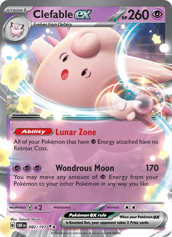 Clefable ex Double rare Pokemon card #082 from Obsidian Flames