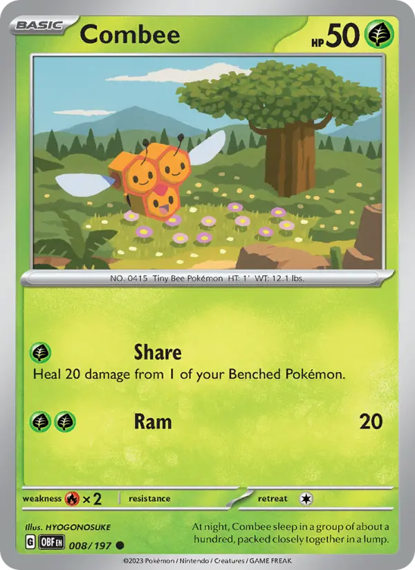 Combee Common Pokemon card #008 from Obsidian Flames