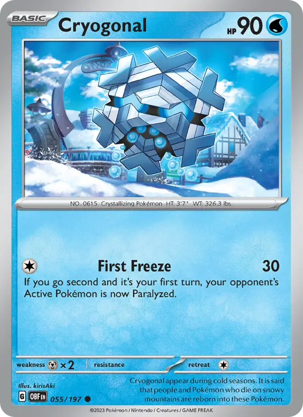 Cryogonal Common Pokemon card #055 from Obsidian Flames