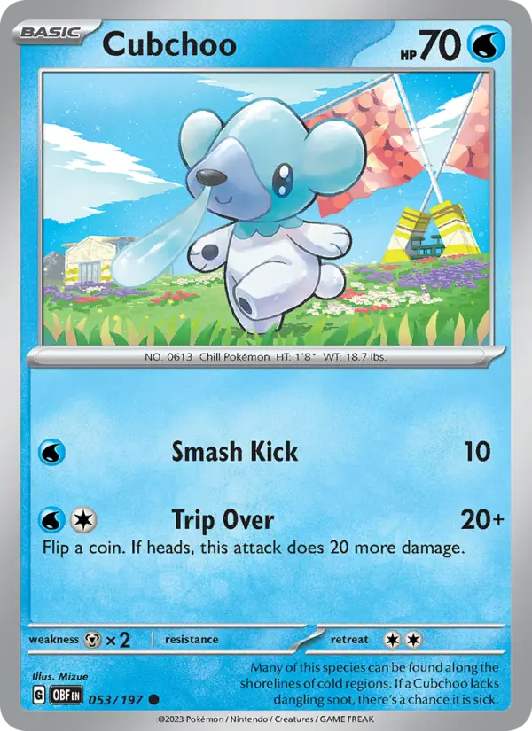 Cubchoo Common Pokemon card #053 from Obsidian Flames