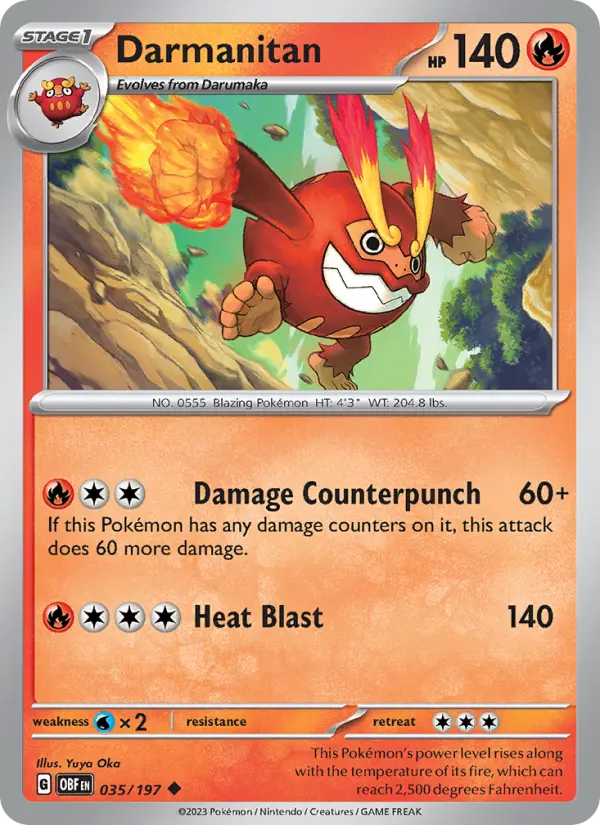 Darmanitan Uncommon Pokemon card #035 from Obsidian Flames