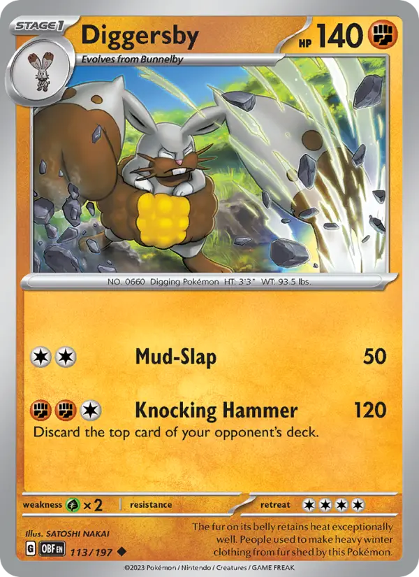Diggersby Uncommon Pokemon card #113 from Obsidian Flames