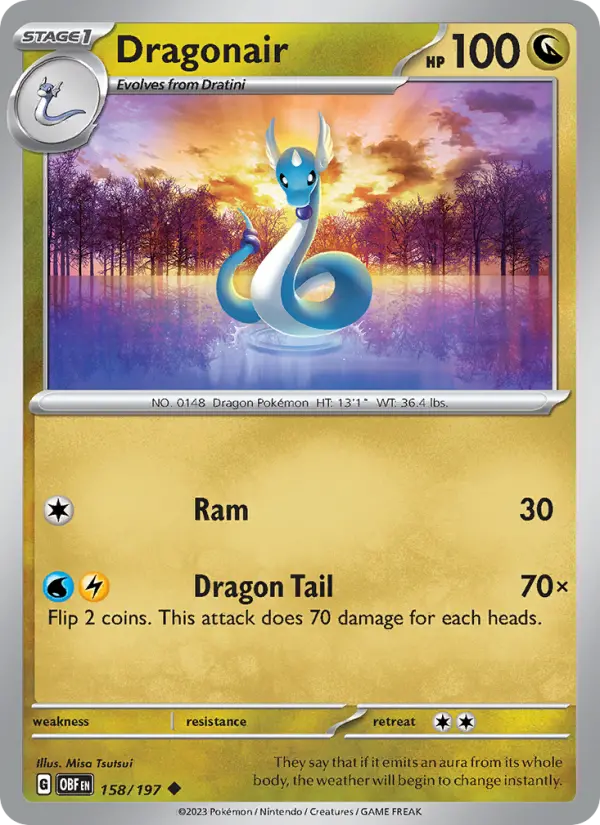 Dragonair Uncommon Pokemon card #158 from Obsidian Flames