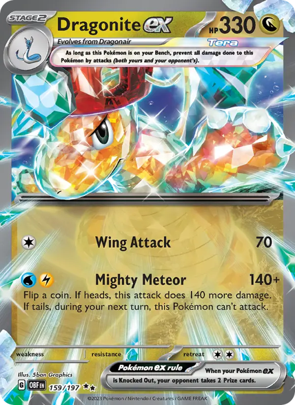 Dragonite ex Double rare Pokemon card #159 from Obsidian Flames