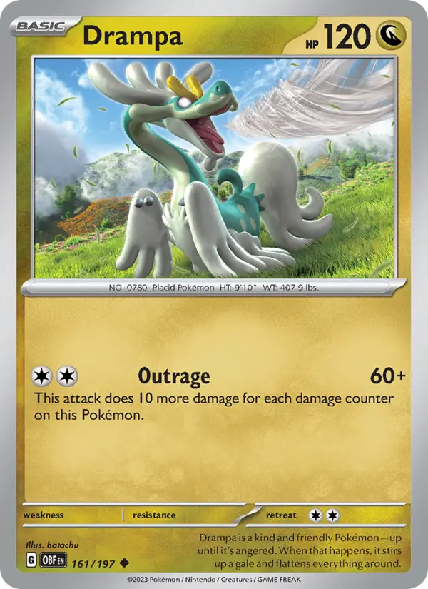 Drampa Uncommon Pokemon card #161 from Obsidian Flames