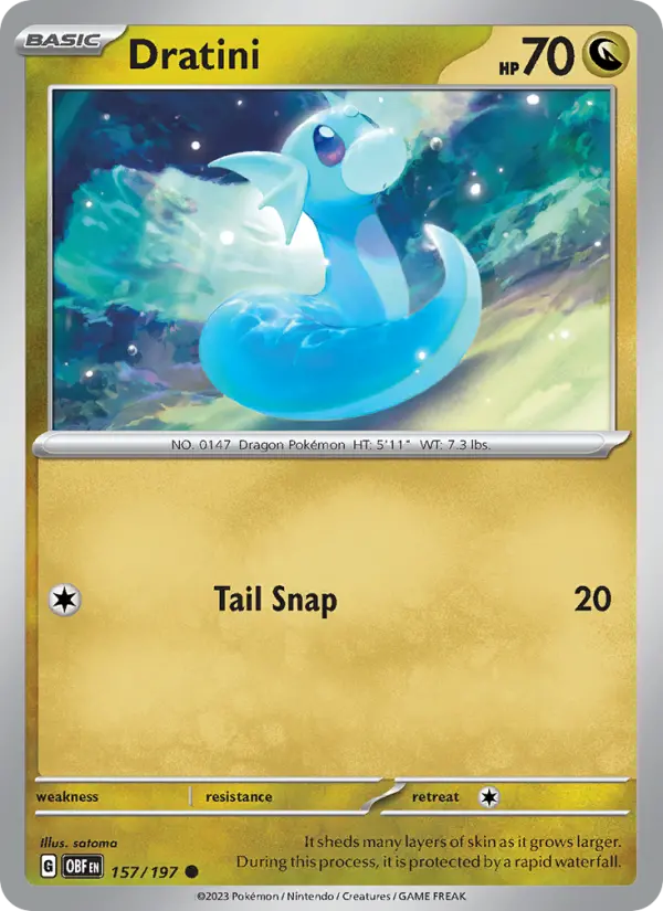 Dratini Common Pokemon card #157 from Obsidian Flames