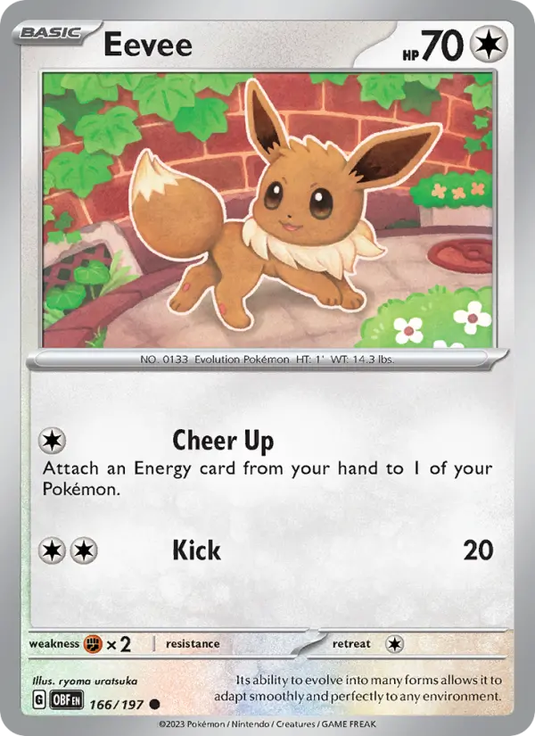 Eevee Common Pokemon card #166 from Obsidian Flames