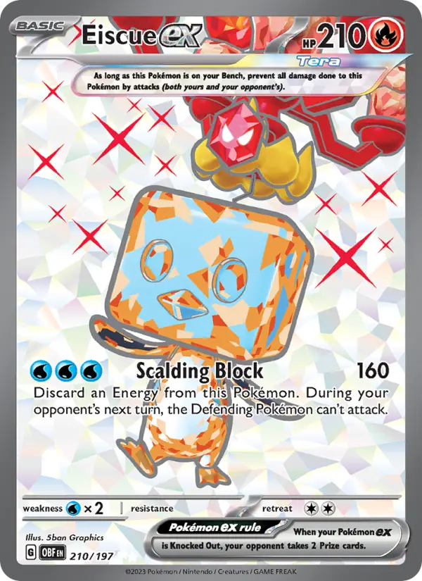 Eiscue ex Ultra Rare Pokemon card #210 from Obsidian Flames