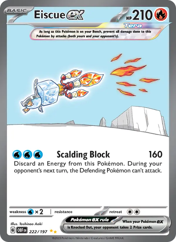 Eiscue ex Special illustration rare Pokemon card #222 from Obsidian Flames