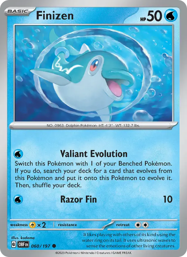 Finizen Common Pokemon card #060 from Obsidian Flames
