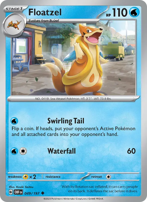 Floatzel Uncommon Pokemon card #049 from Obsidian Flames