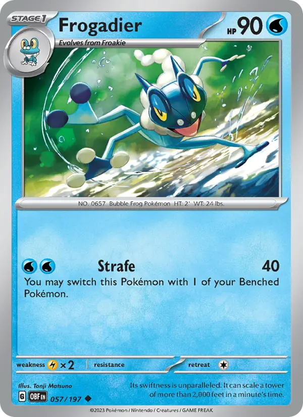 Frogadier Uncommon Pokemon card #057 from Obsidian Flames