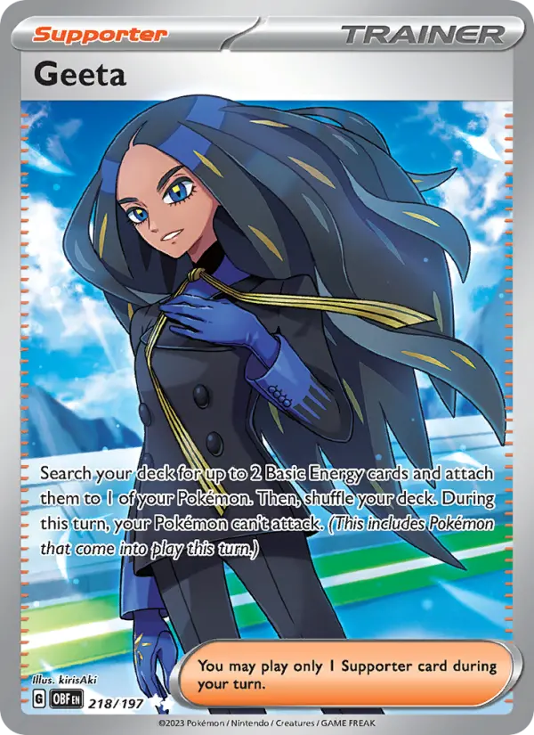 Geeta Ultra Rare Pokemon card #218 from Obsidian Flames