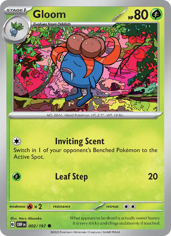 Gloom Common Pokemon card #002 from Obsidian Flames