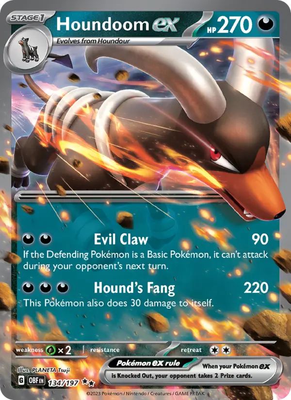 Houndoom ex Double rare Pokemon card #134 from Obsidian Flames