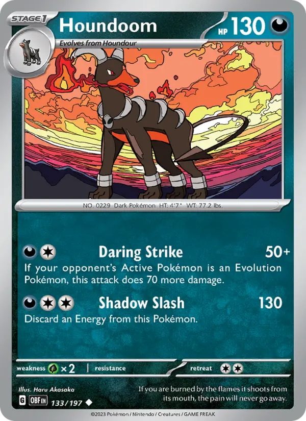 Houndoom Uncommon Pokemon card #133 from Obsidian Flames
