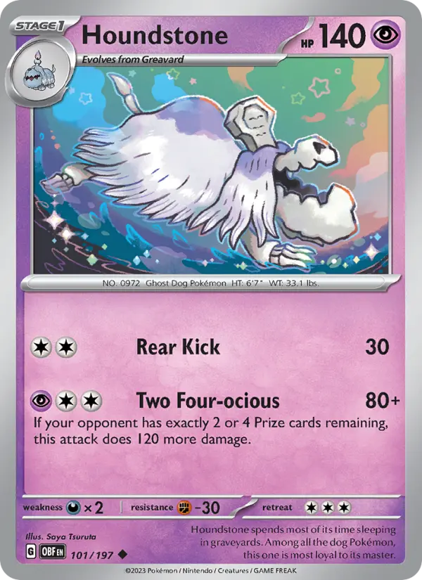 Houndstone Uncommon Pokemon card #101 from Obsidian Flames