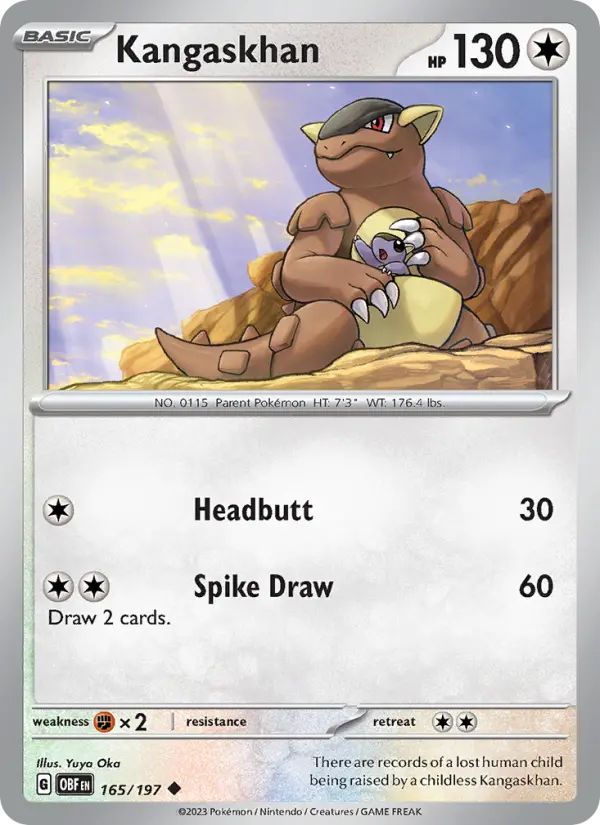 Kangaskhan Uncommon Pokemon card #165 from Obsidian Flames