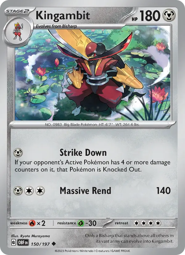 Kingambit Uncommon Pokemon card #150 from Obsidian Flames