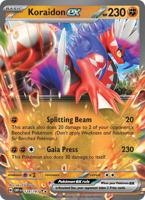 Koraidon ex Double rare Pokemon card #124 from Obsidian Flames