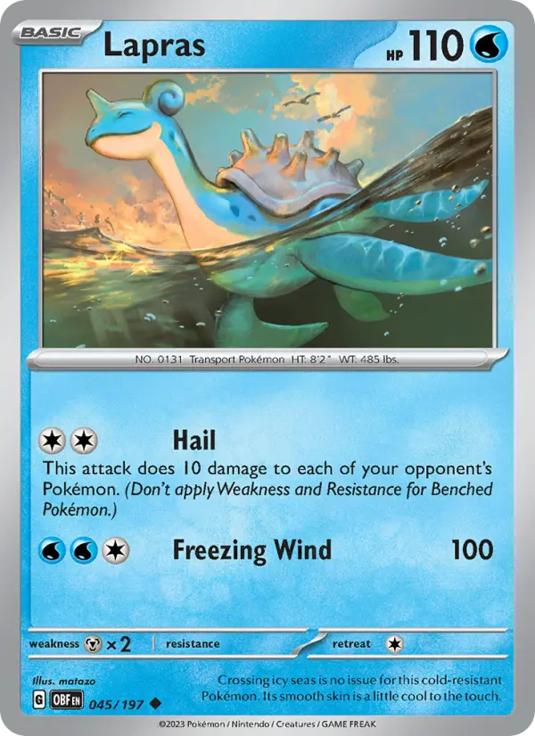 Lapras Uncommon Pokemon card #045 from Obsidian Flames