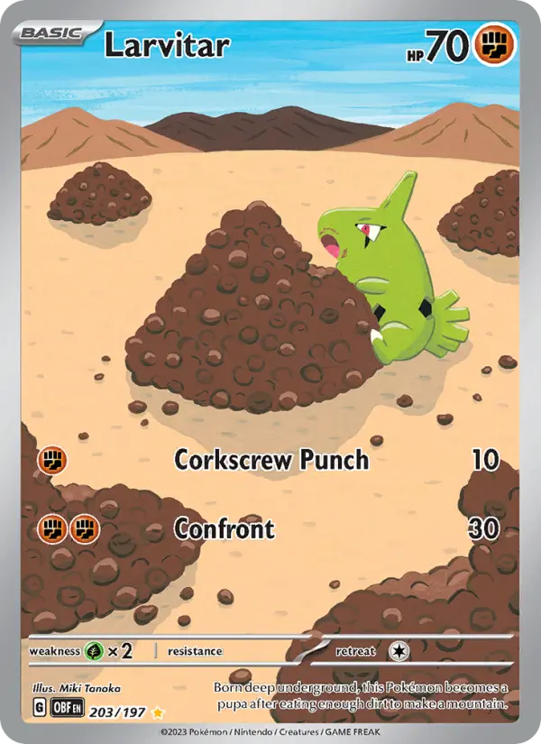 Larvitar Illustration rare Pokemon card #203 from Obsidian Flames