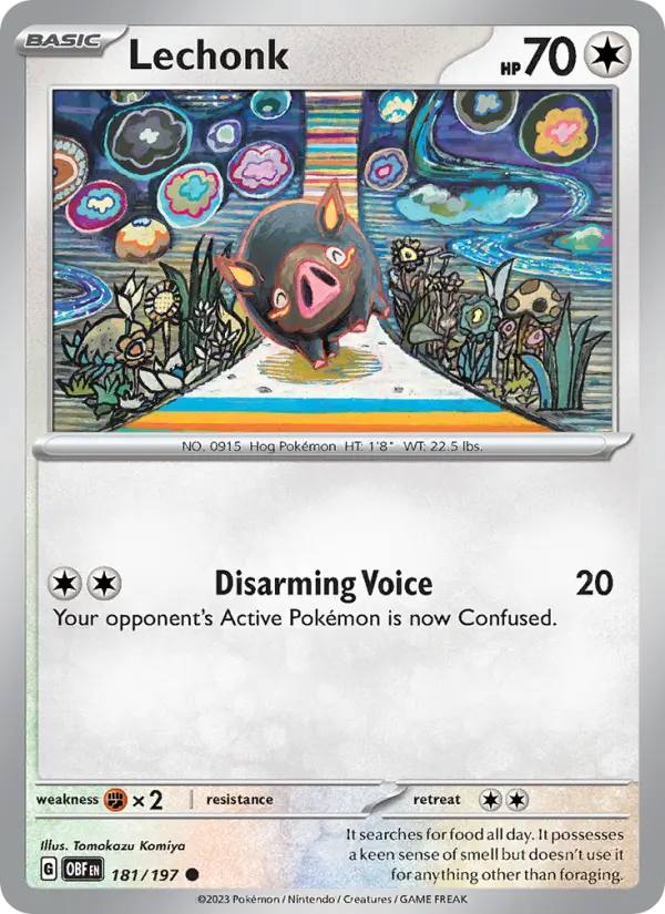 Lechonk Common Pokemon card #181 from Obsidian Flames
