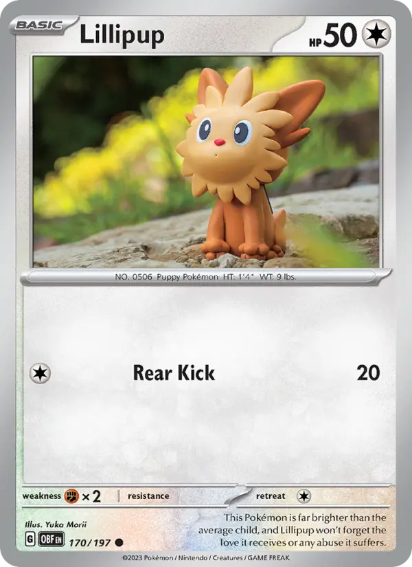 Lillipup Common Pokemon card #170 from Obsidian Flames