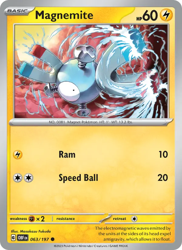 Magnemite Common Pokemon card #063 from Obsidian Flames