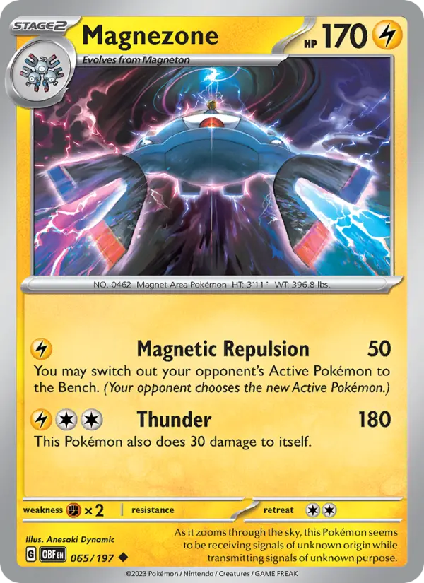 Magnezone Uncommon Pokemon card #065 from Obsidian Flames