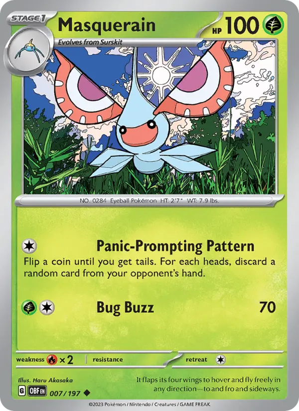 Masquerain Uncommon Pokemon card #007 from Obsidian Flames