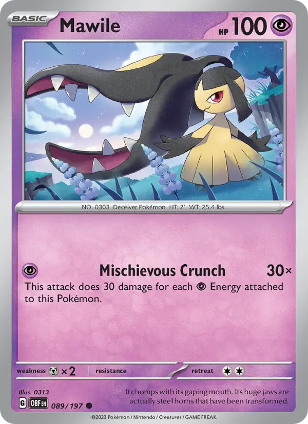 Mawile Common Pokemon card #089 from Obsidian Flames