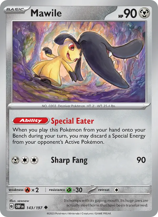 Mawile Uncommon Pokemon card #143 from Obsidian Flames
