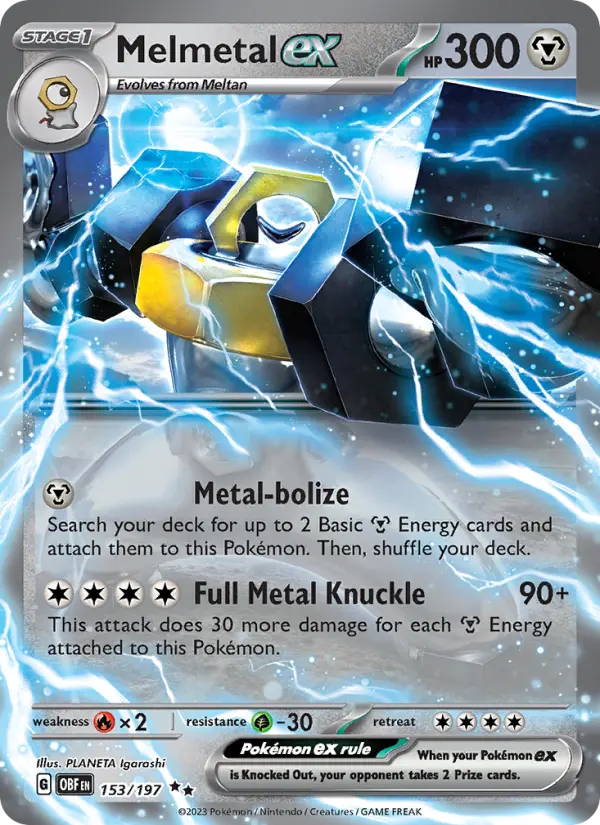 Melmetal ex Double rare Pokemon card #153 from Obsidian Flames