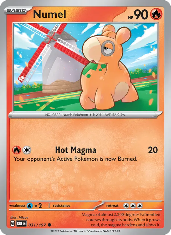 Numel Common Pokemon card #031 from Obsidian Flames