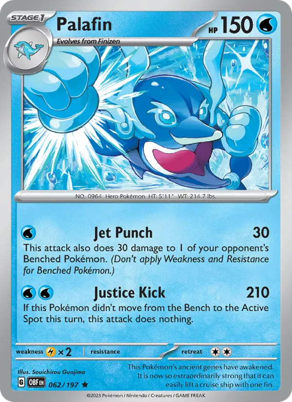 Palafin Rare Pokemon card #062 from Obsidian Flames