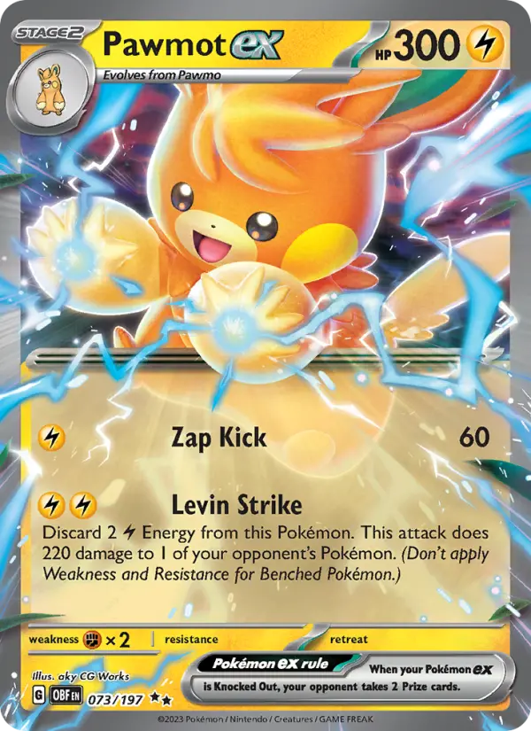 Pawmot ex Double rare Pokemon card #073 from Obsidian Flames