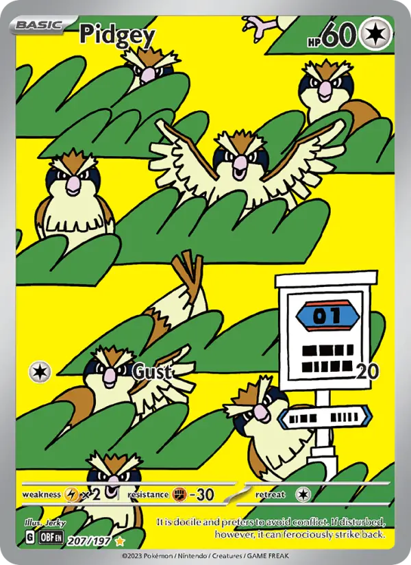 Pidgey Illustration rare Pokemon card #207 from Obsidian Flames
