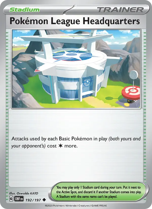 Pokémon League Headquarters Uncommon Pokemon card #192 from Obsidian Flames